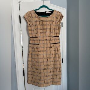 Tory Burch Tan Checkered Midi Dress
